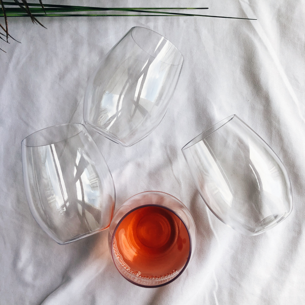 Reusable Plastic Stemless Wine Glass